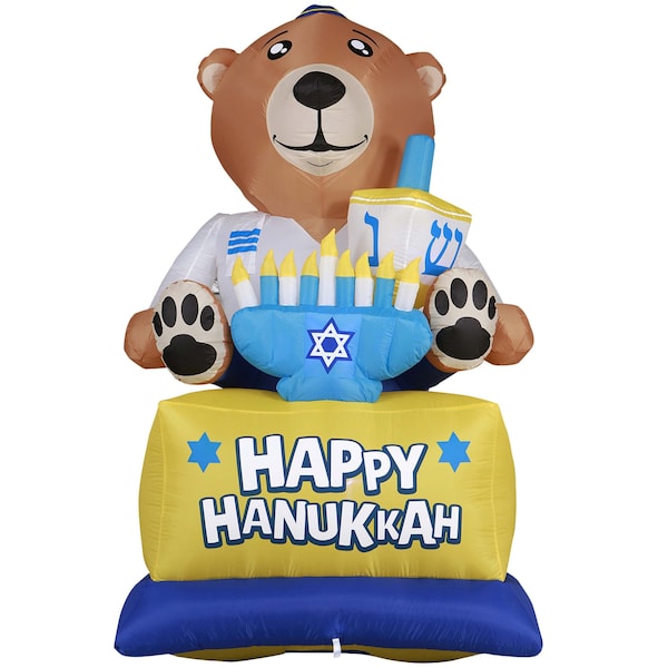 Gardenised Giant Hanukkah Inflatable Bear - Yard Decor with Built-in Bulbs, Tie-Down Points, and Powerful QI003945 - main